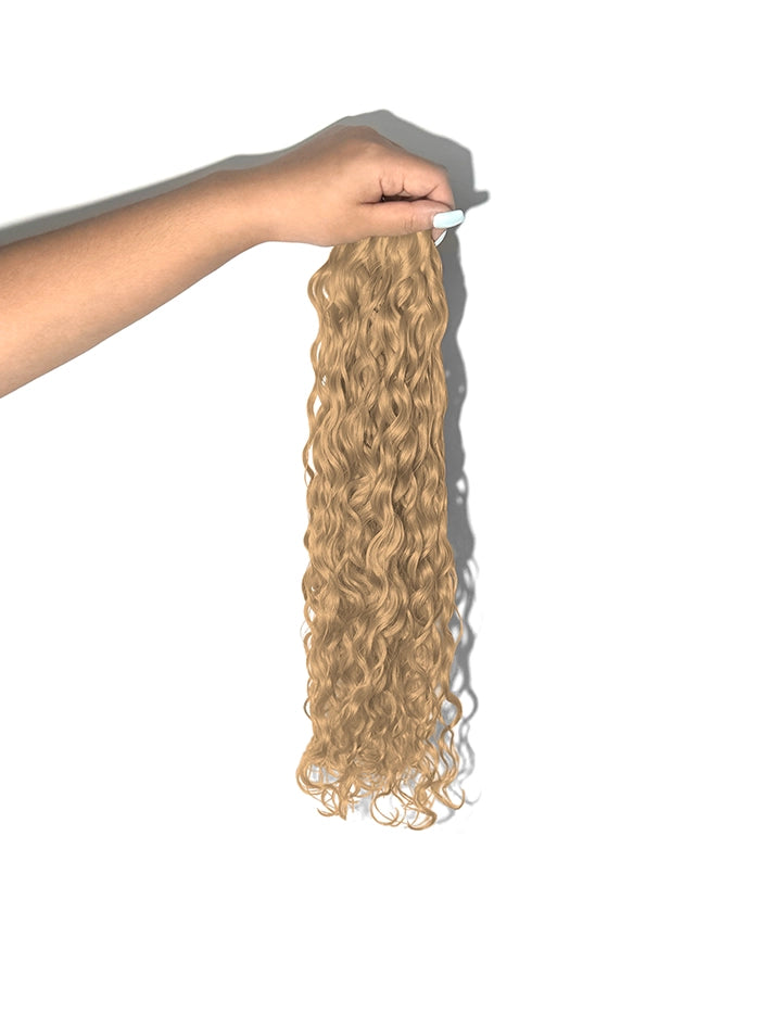 Light Golden Blonde(#18) Curly Genius Weft Hair Extensions
