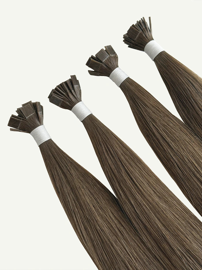 Ashy Brown Keratin Flat Tips Hair Extensions