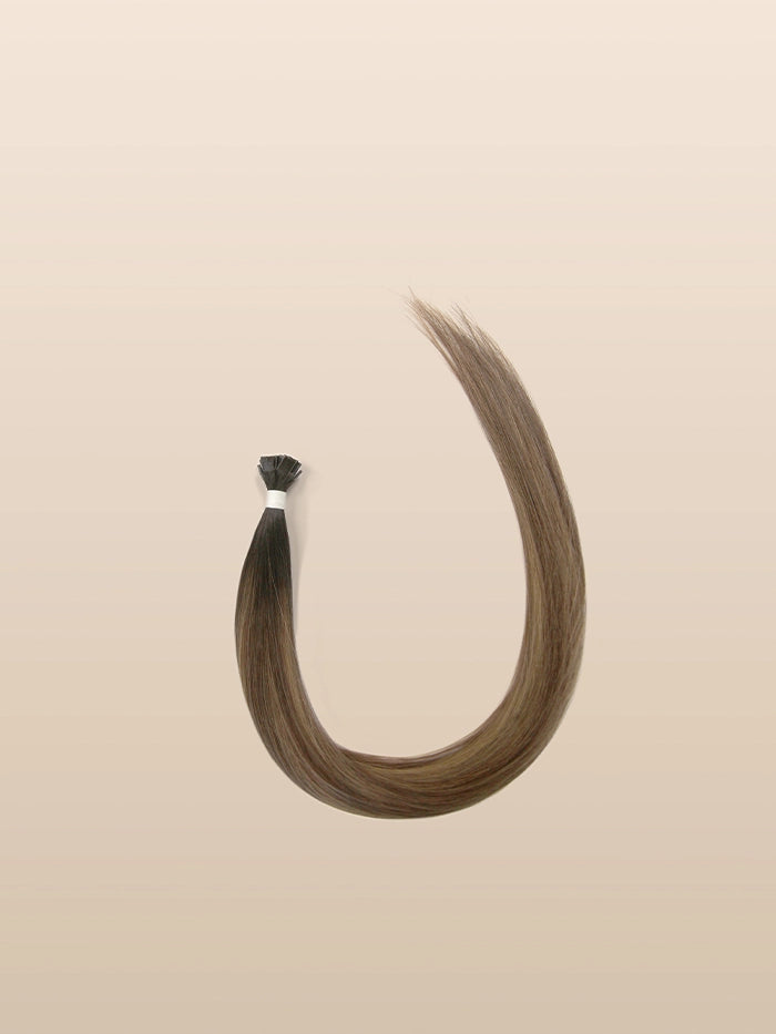 Chocolate Almond(#B25) Keratin Flat Tips Hair Extensions