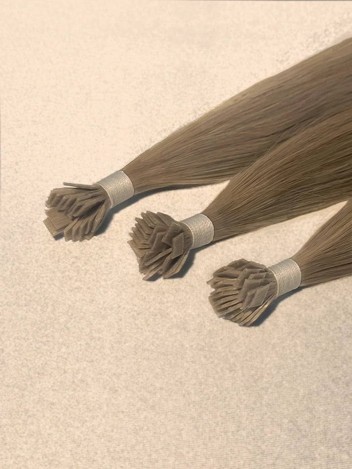 Ashy Brown Keratin Flat Tips Hair Extensions