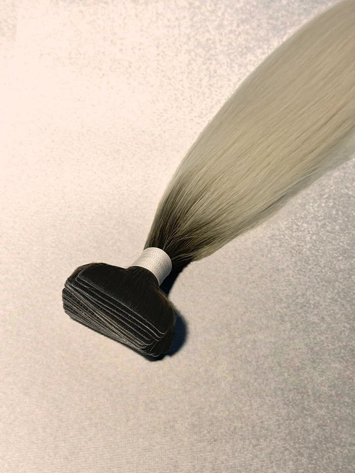 Rooted Blonde Zero(#R-Ice N) Invisible Tape In Hair Extensions